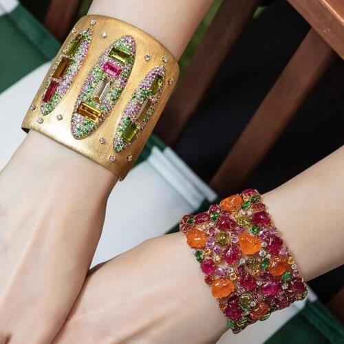 2020 Gorgeous Exquisite New Big Wide Opennning bangle Full Cubic Zirconia For Women Wedding Anniversary Engagement bijoux femme