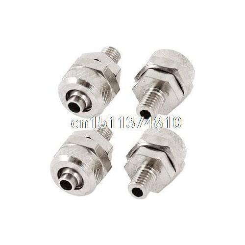 4 Pcs 5mm Threaded 6mm Hose OD Pneumatic Fuel Gas Air Tube Coupling Connector