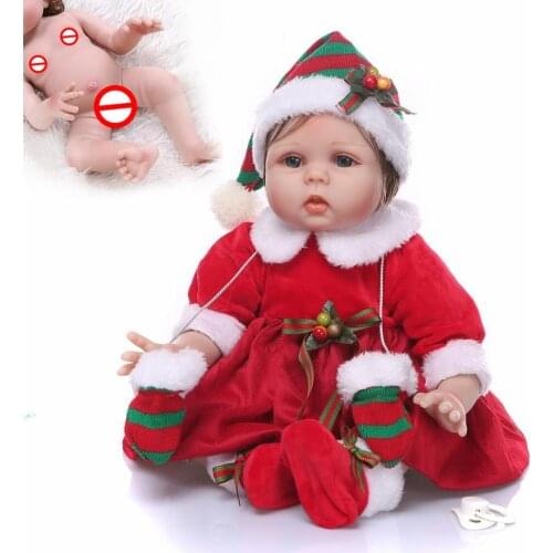 48CM full body silicone Christmas doll gift waterproof bath toy likelike very soft touch bebe doll reborn