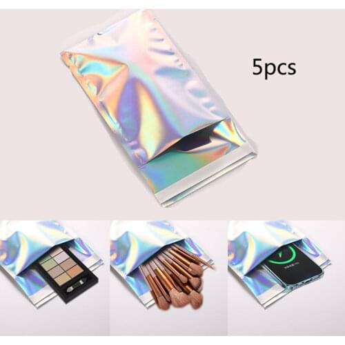 5 Pc Holographic Poly Mailer Glitter Mailing Shipping Bags Self-sealing Mylar Storage Envelopes For Shipping Mailing Packaging