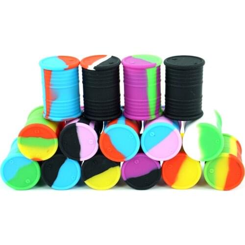 5Pcs silicone oil barrel container jar dab wax vaporizer oil rubber drum shape container 26ml large food grade wax tool