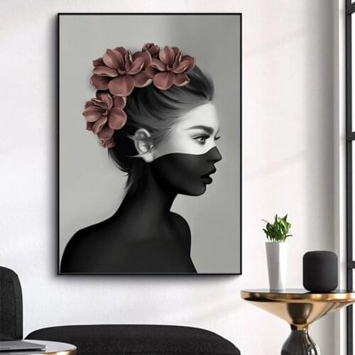5D DIY Full Round Diamond Painting Black White Sexy Woman 3D Embroidery Cross Stitch Flower Rhinestone Mosaic Home Decor Y1378