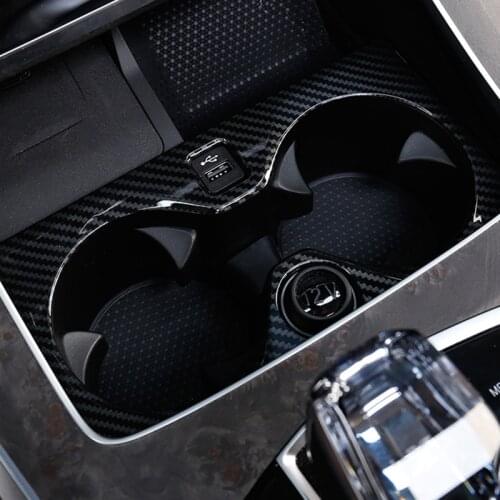 ABS Front Water Cup Holder Frame Decoration Cover Trim For BMW X5 G05 2019 Carbon Fiber Color Car Styling Modified