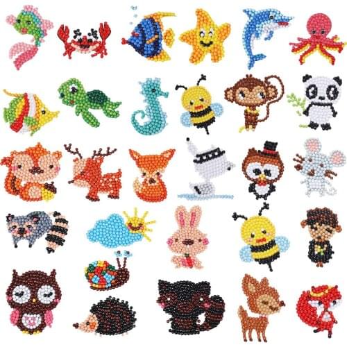 29 Pieces Diamond Painting Kids 5D Diamond Stickers DIY Diamond Painting Kits Animal Painting with Diamonds for Adult Beginners