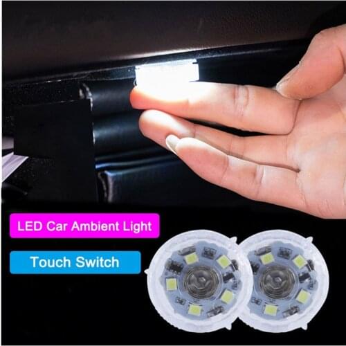 Car Mini Switch Touch Control Light Auto Interior Atmosphere Light Wireless Portable Ambient Lamp Car Lighting Accessories