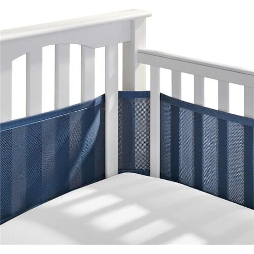 Baby Crib Bumper Breathable Mesh Crib Liner Anti-Collision Bed Bumper Solid-Back Crib Around Cushion Cot Protector Room Decor