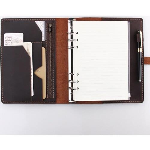 Personalized A5 Refillable Ring Binder Leather Travel Notebook
