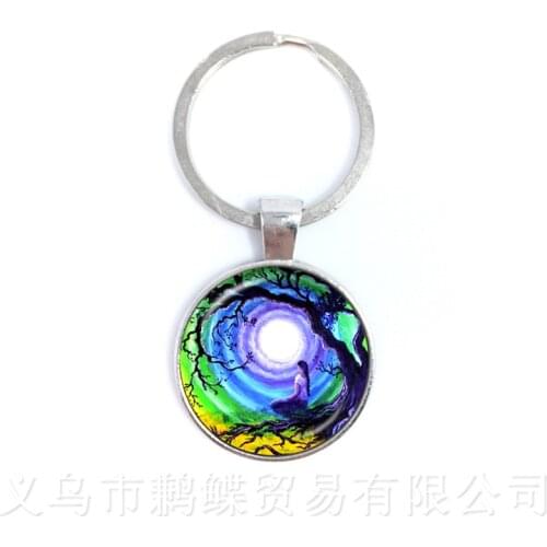 Tree Of Life Pendant Keychains OM Yoga Glass Keyring European And American Jewelry Best Gift For Friends