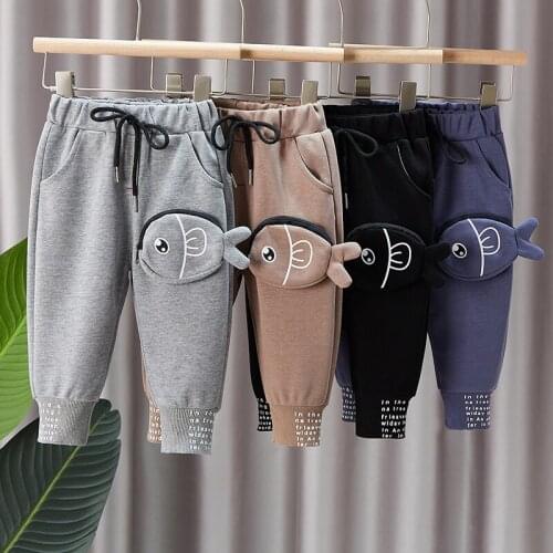 6-month-old-4-year-old boy cartoon trousers spring and autumn trousers sports trousers leisure fashion trousers small fish 3D ca