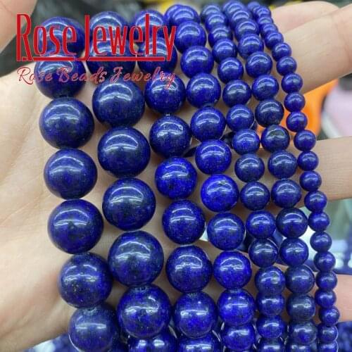 Natural Stone Beads Lapis Lazuli Stone Round Loose Beads For Jewelry Making DIY Charms Bracelets Accessories 15" 4 6 8 10 12mm