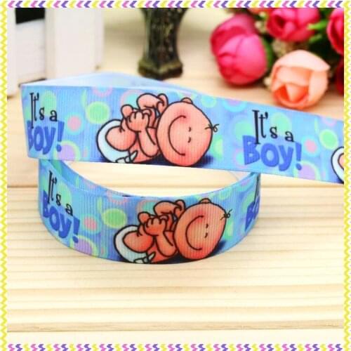 DHK 7/8'' 5yards it is a boy printed grosgrain ribbon headwear hair bow diy party decoration OEM Wholesale 22mm E1038