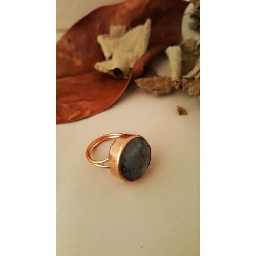Dr Stone Natural Stone Women labradorite Vintage Bronze Ring Z121AR354