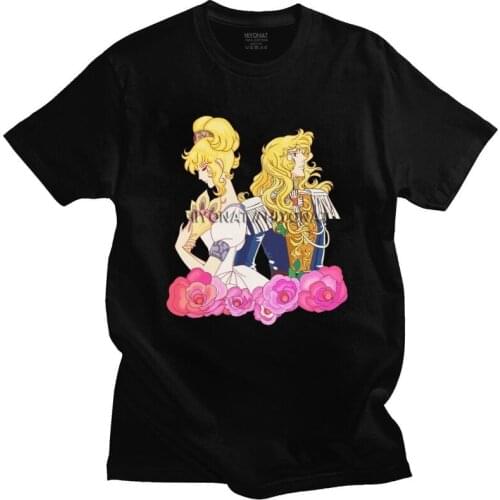 Fashion T Shirt Men Lady Oscar Girl And Boy Androgyne T-shirt Short Sleeves Pure Cotton Tee Tops The Rose Of Versailles Tshirt