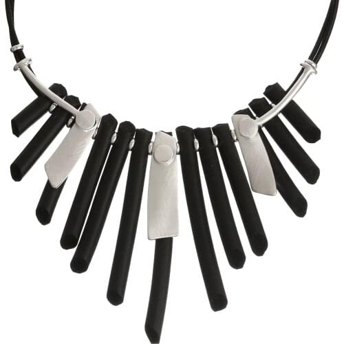 Korean Black Silver Color Exaggerate Pendant Necklace for Women Creative Party Gifts Jewelry Accessories 2021