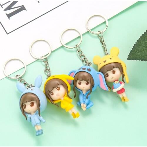Creative Kawaii Anime Surroundng Q Version Cute Girl Doll Keychain Backpack Pendant Accessory Home Decor Children Christma Gifts