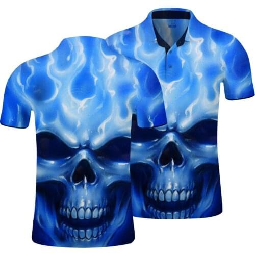Polo Shirts Mens 3D Full Printing Skull Pattern Tops Unisex Summer Plus Size Short Sleeve Hip Hop Slim Fit Casual Coat DropShip