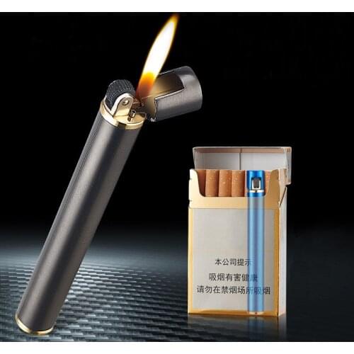 Mini Cigarette Lighter Grinding Wheel Flint Free Fire Butane Gas Lighter Portable Can Be Placed Cigarette Box Smoke Accessories