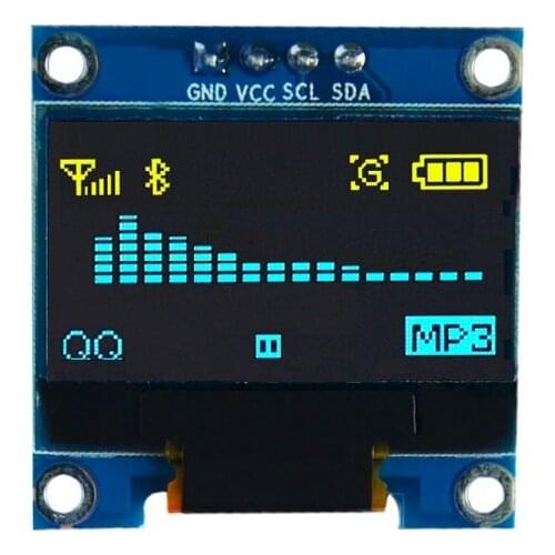 0.96 inch IIC Serial Yellow Blue OLED Display Module 128X64 I2C SSD1306 12864 LCD Screen Board GND VCC SCL SDA 0.96" for Arduino