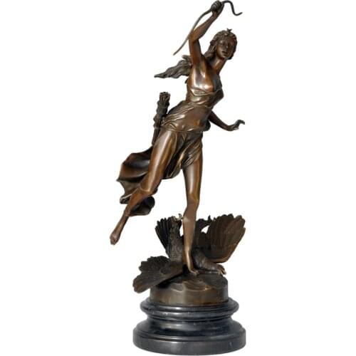 Diana Artemis Hunting Falcon Statue Bronze Greek Myth Goddess Sculpture Upscale Home Decoration Antique Art Large