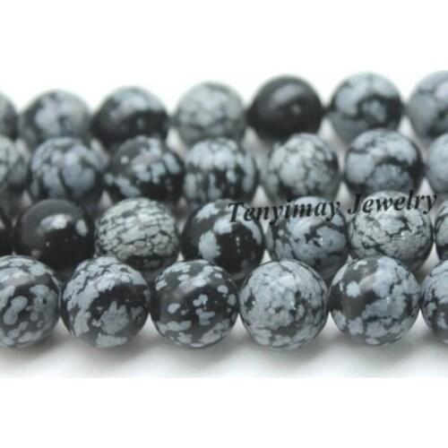 Wholesale 5 Strand(32pcs/strand) 12MM Snowflake Obsidian Beads Jewelry Loose Beads Free Shipping