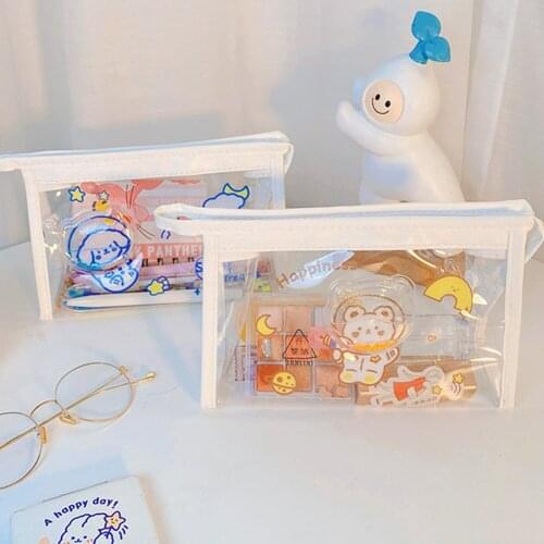 Cute Bear travel organizer bag Transparent Waterproof Bath Make Up Cosmetic Zip Bag Wash Beauty Kit shoe Storage Pouch bag