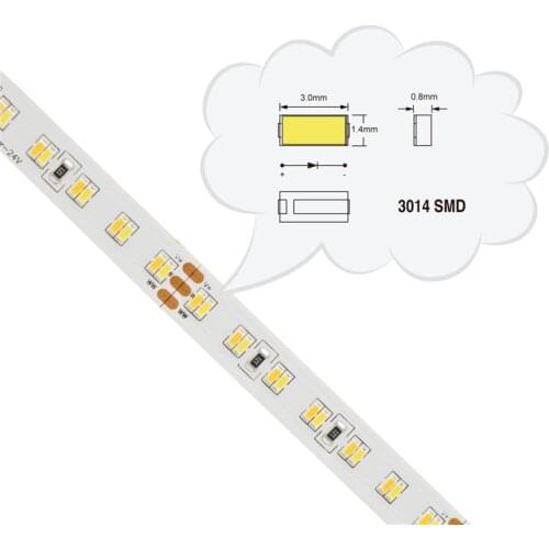 DC24V 224 LED / M SMD 3014 side emitting 3000k 6500k 2 in 1 CCT side view led strip light