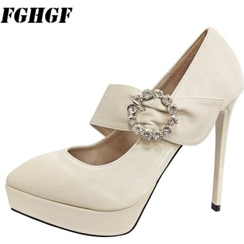 Super high heels sexy pointed rhinestone high heels waterproof platform with a word club womens single shoes slimming womens s