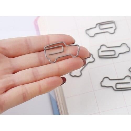 TUTU 10 pcs/pack cute CAR Mini Paper Clips Kawaii Stationery Metal Clear Binder Clips Photos Tickets Notes Letter H0506