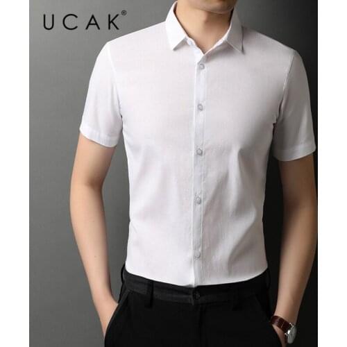 UCAK Brand Turn-dwon Collar Shirt Clothing Streetwear Tops New Summer Arrival Short Sleeve Solid Color Shirts Men Clothes U6208