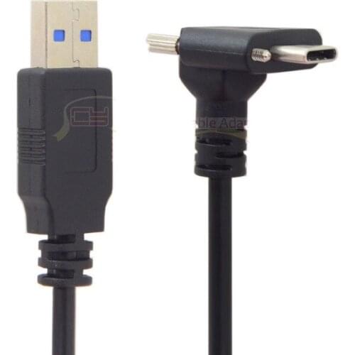 Down Up Angled USB 3.1 Type-C Dual Screw Locking to Standard USB3.0 Data Cable 90 Degree for Camera 120cm 300cm 500cm 1.2m 3m 5m