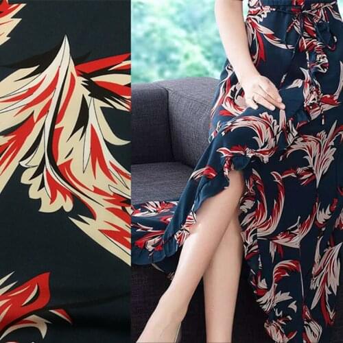 High-end Polyester Fiber Crepe De Chine Printed Fabric for Dresses Shirts Silky Sewing Material Cloth Per Meter Home Textile