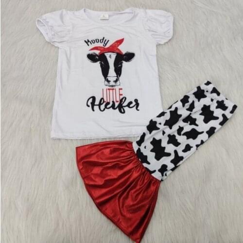Newborn baby summer clothes cow head Tshirt+bell pants heifer children boutique outfits