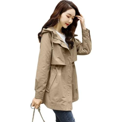 2021 Womens Jacket Spring Autumn Hooded Causal Windbreaker Female Basic Jackets Loose Long Sleeve Jackets Women Outwear Tops