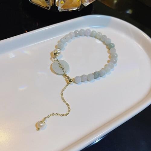 Chalcedony Geometric Bracelet for Women Fashion Elasticity Pearl Charm Bracelets Female Trendy Bohemia Delicate Cuff Bangles