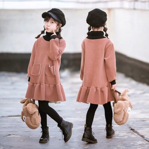 Winter New Baby Girls Dress Cute Ruffle Turtleneck Warm Dress for Girls 4-10 Y Kids Fashion Plus Velvet Thick Dress Girl Clothes