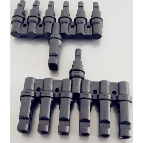 1Pairs x MC4 6T Connector male and female, MC4 6 Branch Solar Panel Connector used for Solar module parallel connection IP67 TUV