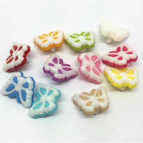 100pcs 15x12mm Mixed Butterfly Buttons Plastic Sewing Button With Shanks Baby Garment Sweater Accessories Embellishments