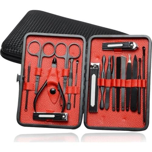 18PCS Nail Clippers Sets Stainless Steel Nail Cutter Pedicure Kit Nail File Nail Scissors Clipper Manicure Kit with Case