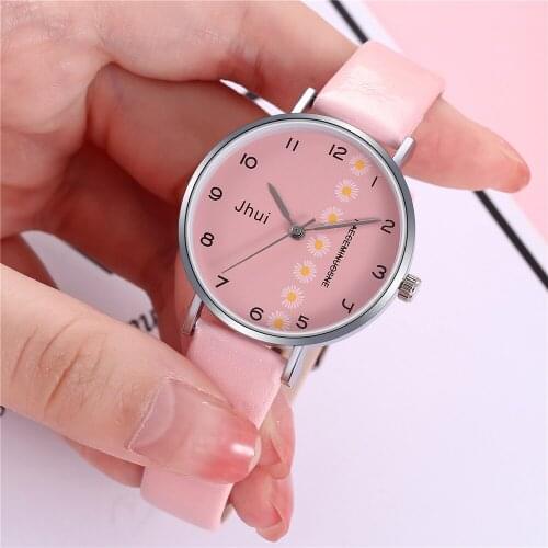 2021 Fashionable Ladies Leather Strap Watch Student Wrist Watch For Women Strap Watch Quartz Watch Contracted Style Reloj Mujer
