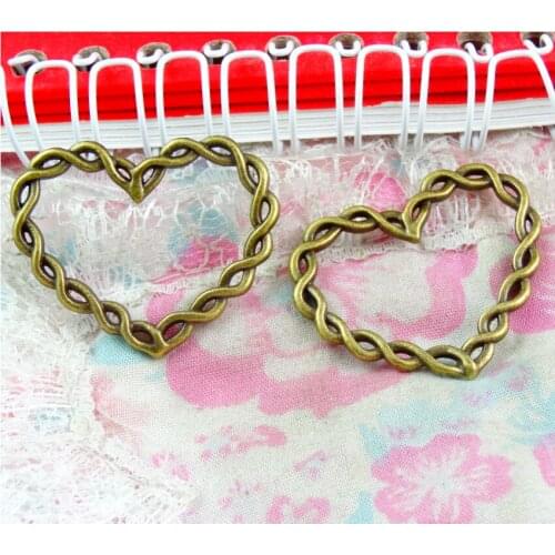 30pcs 34*28.8MM Heart Charms Antique Bronze Color Pendant DIY Handmade Jewelry accessories