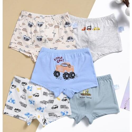 5pcs/lot Boy Panties Cotton Children Breathable Underwears Boxer Panties For Boys Kids Shorts Pants for 2-12 years