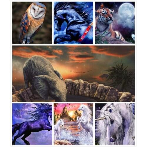Animals Owl Unicorn 5D Diy Full Square and Round Diamond Painting Embroidery Cross Stitch Kit Wall Art Handcraft Home Decor Gift