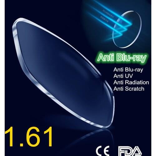 Anti Blue Light Blocking 1.61 Prescription CR-39 Resin Aspheric Glasses Lenses Myopia Hyperopia Presbyopia Lens
