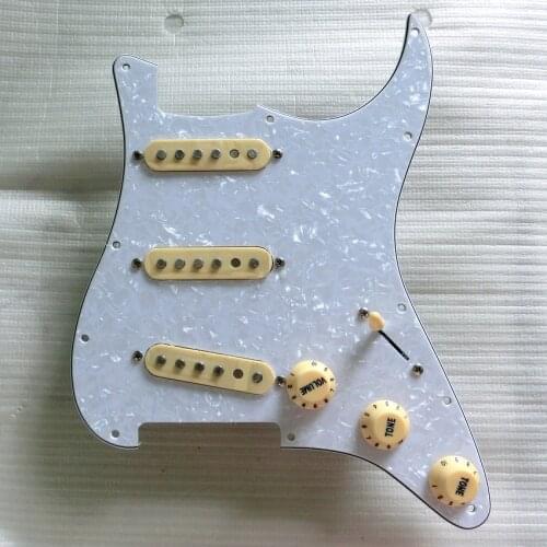 Free shipping SSS loaded Cream Alnico 5 guitar pickup wired White st guitar pickguard