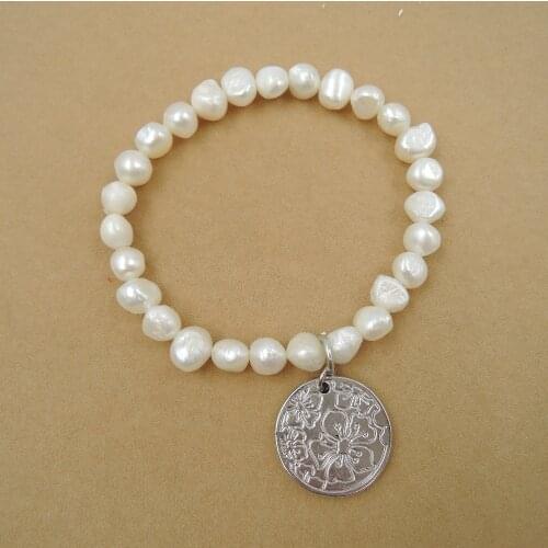 100% nature freshwater pearl bracelet,BAROQUE PEARL BRACELET 7-8 MM