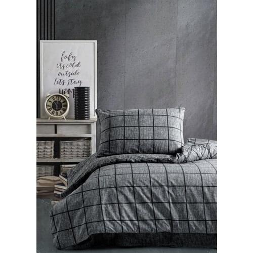 Square Black Ranforce Fitted Sheet Single Duvet Cover Set