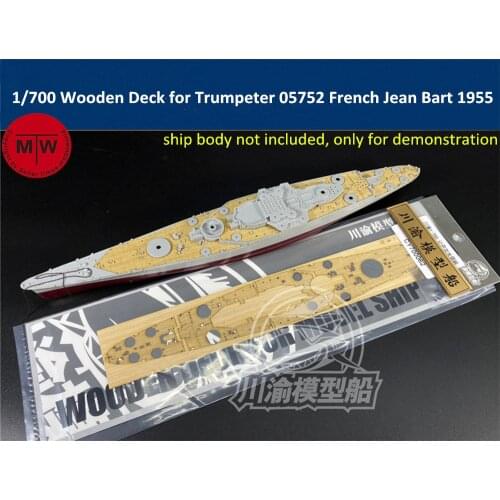 1/700 Scale Wooden Deck for Trumpeter 05752 French Battleship Jean Bart 1955 Model Kit TMW00060