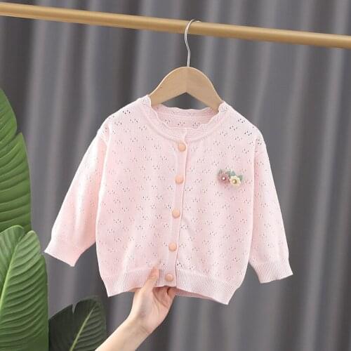 Kids Baby Autumn Full Sleeve Solid Knitted Outwear Coat Toddler Children Girls Cardigan Sweater 0-5Y