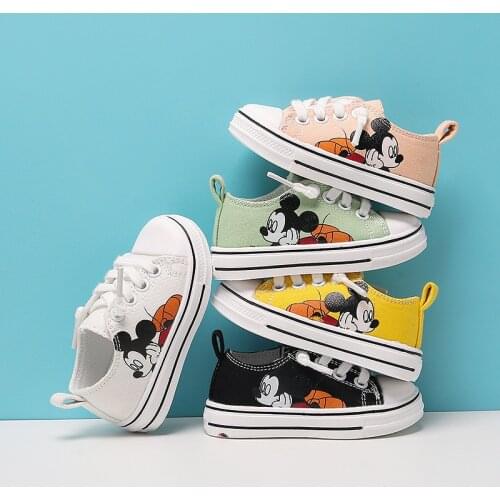 Disney childrens cartoon Minnie Mickey non-slip soft sole boys and girls baby beginners shoes casual shoes sports canvas shoes