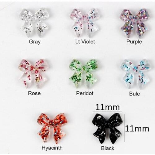 Hot sale Sequins Nail Bow Knot 11x11mm Glitter AB Charm Nail Art Decorations Rhinestone DIY Nails Art Accessories 30/100pcs